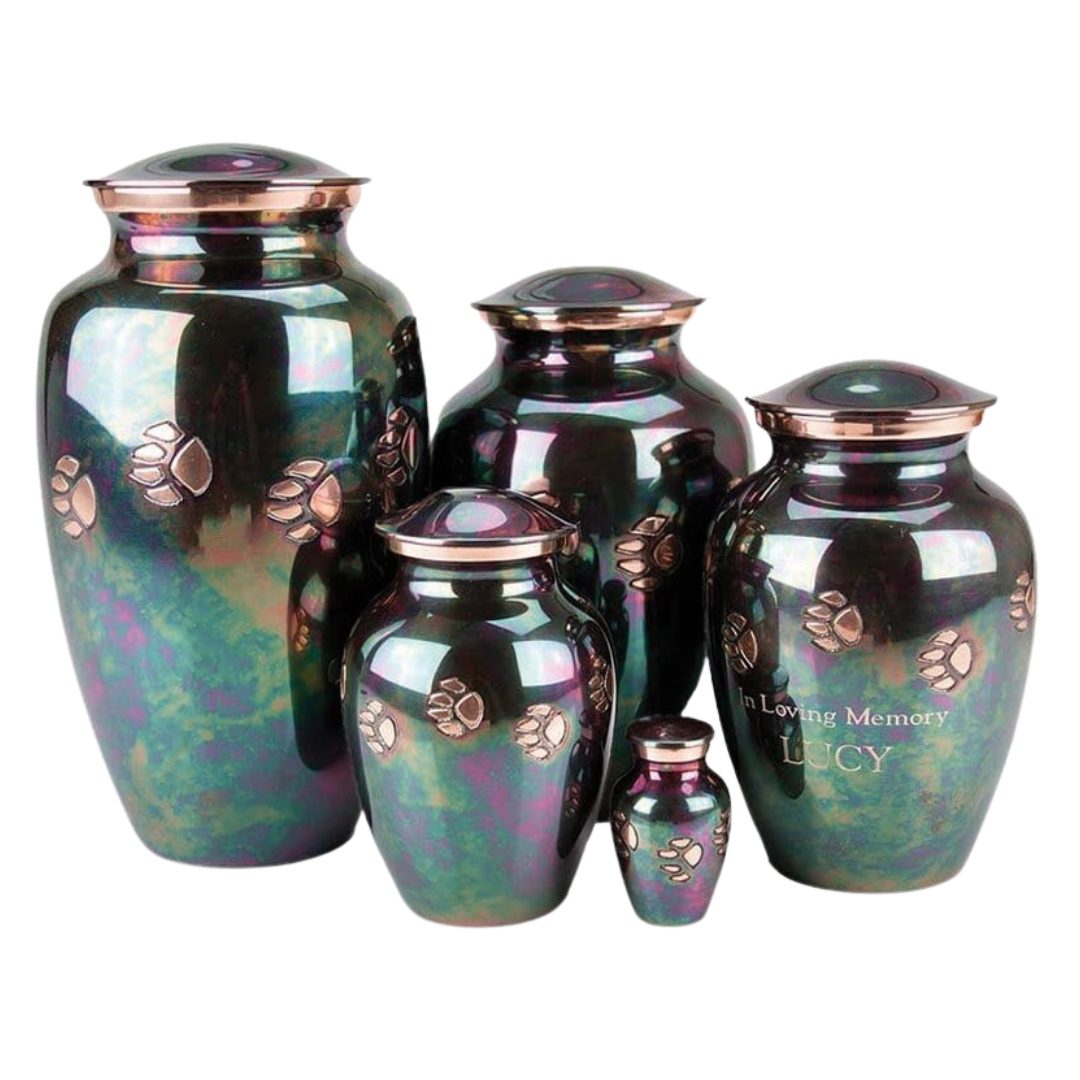 Teal Pawprint Vase Urn